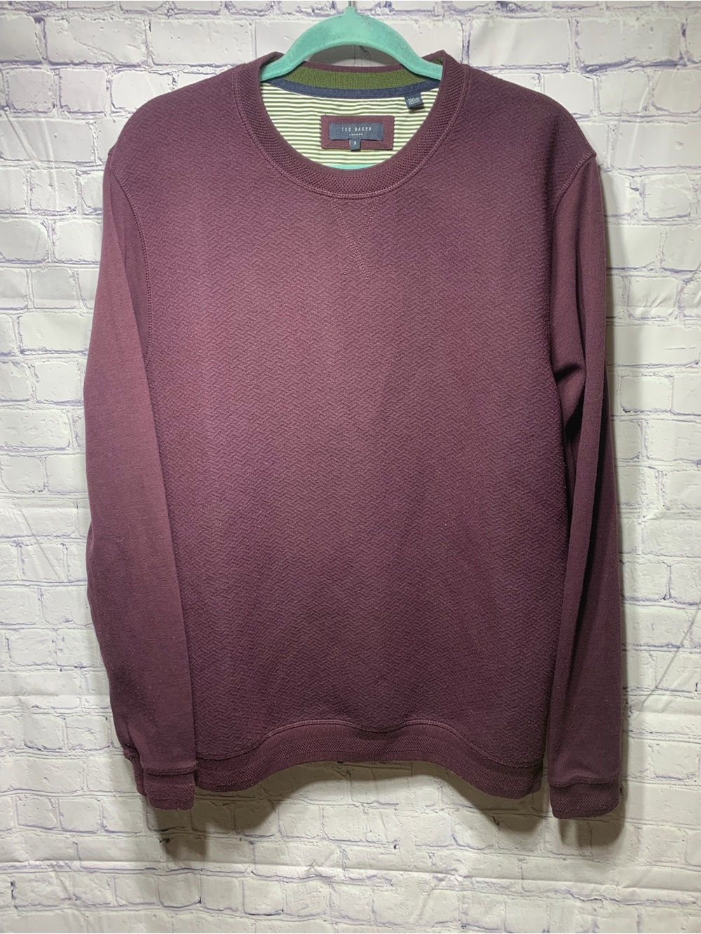 Ted Baker London Mens Pullover Sweater Burgundy Purple Sz XL Preppy Casual Layer